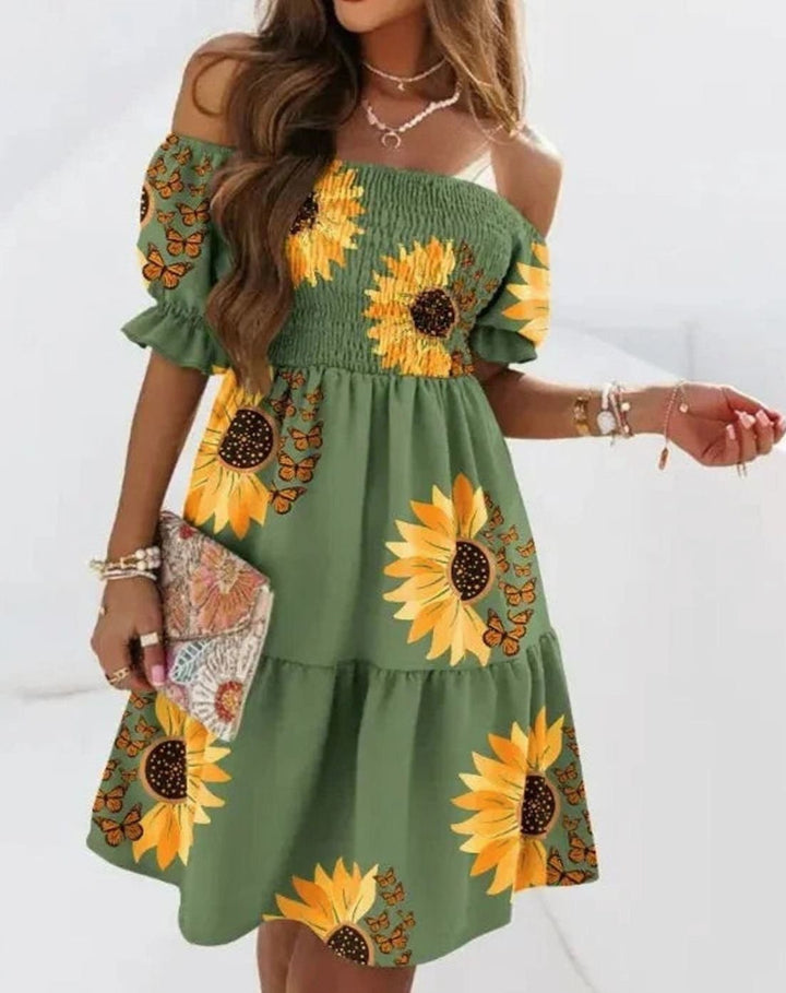 Dames Off-Shoulder Bloemenprint Mini Zomerjurk