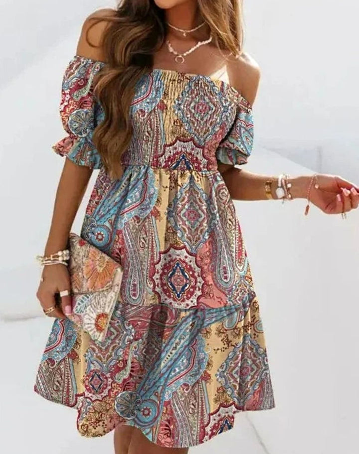 Dames Off-Shoulder Bloemenprint Mini Zomerjurk