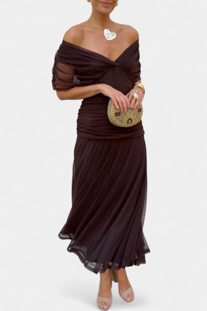 Dames Off-Shoulder Vloeiende Maxi Cocktail Party Jurk