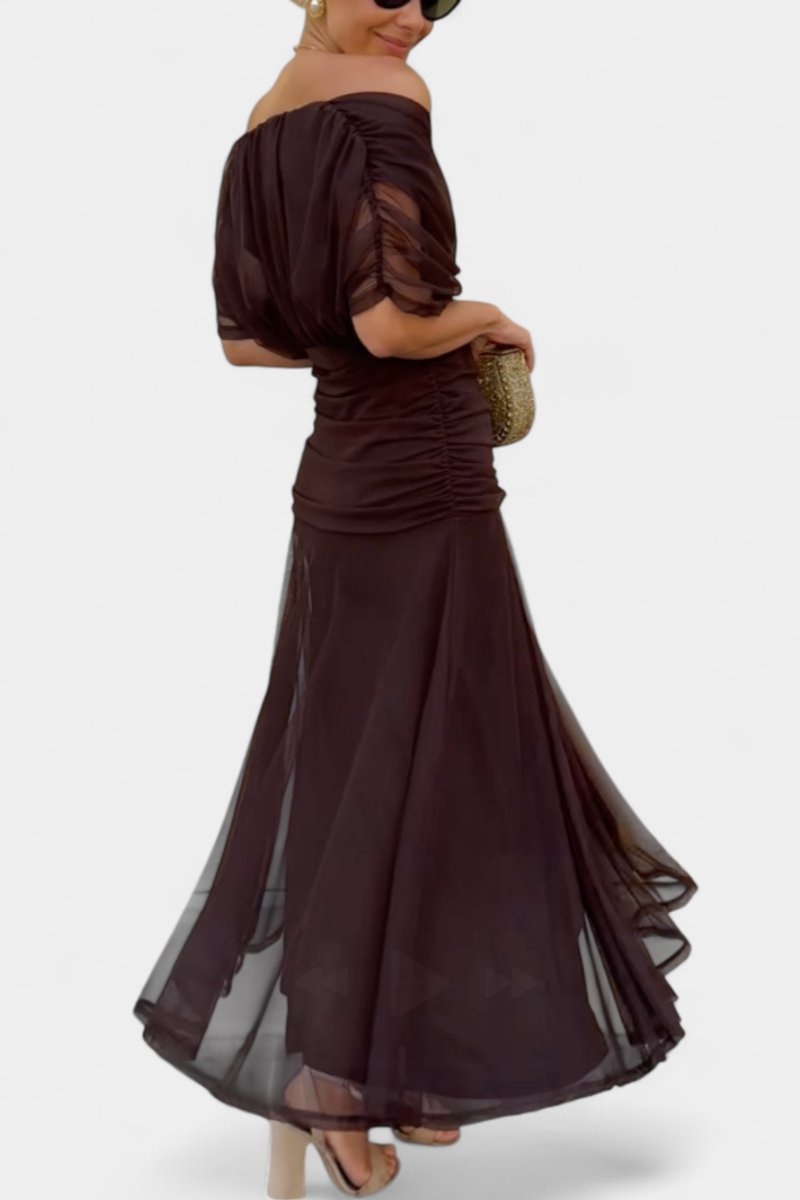 Dames Off-Shoulder Vloeiende Maxi Cocktail Party Jurk