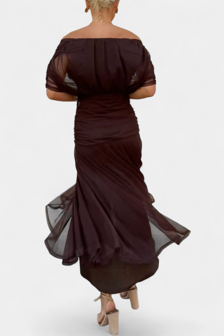 Dames Off-Shoulder Vloeiende Maxi Cocktail Party Jurk