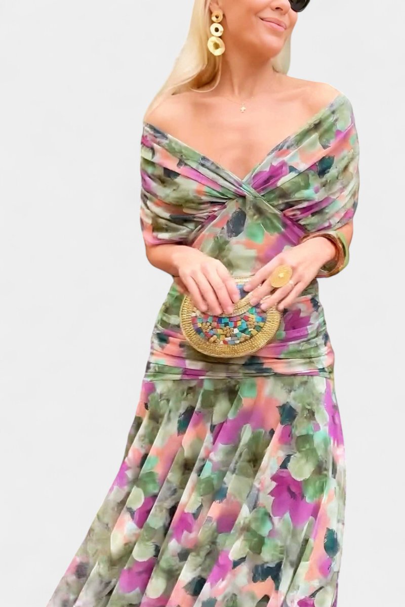 Dames Off-Shoulder Vloeiende Maxi Cocktail Party Jurk