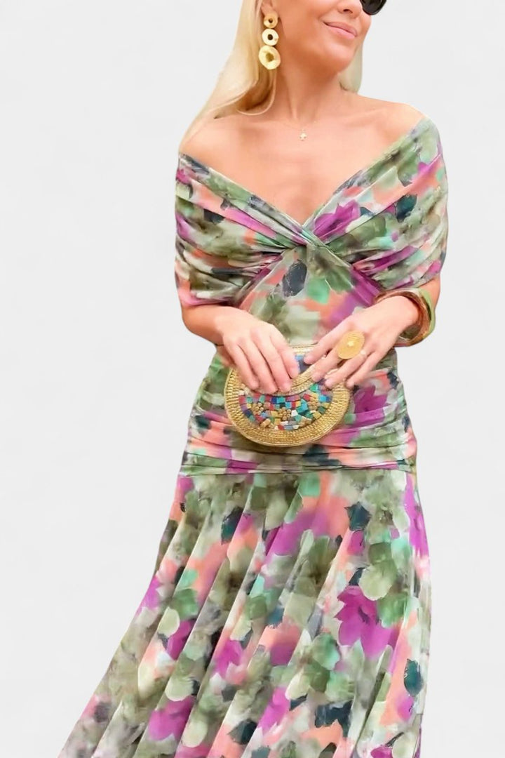 Dames Off-Shoulder Vloeiende Maxi Cocktail Party Jurk