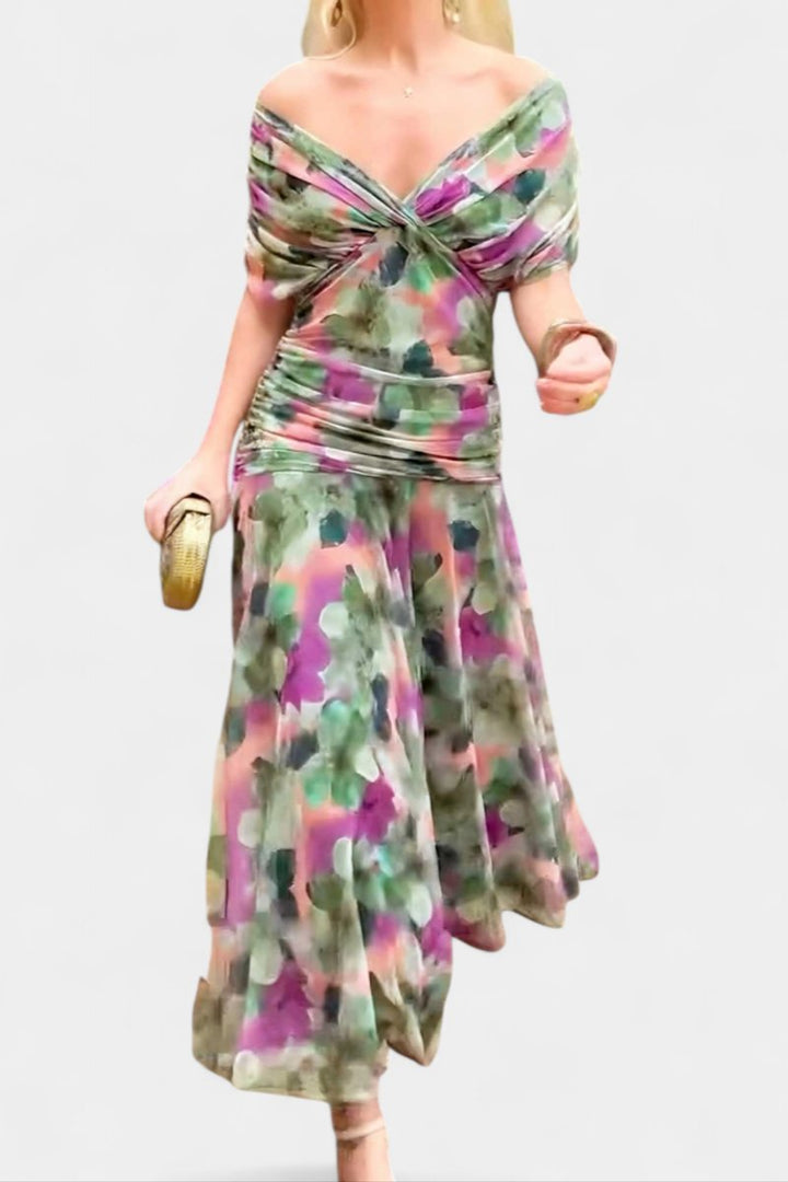 Dames Off-Shoulder Vloeiende Maxi Cocktail Party Jurk