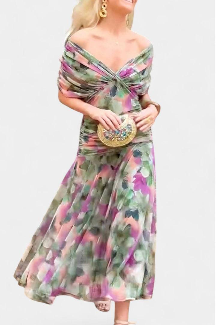 Dames Off-Shoulder Vloeiende Maxi Cocktail Party Jurk