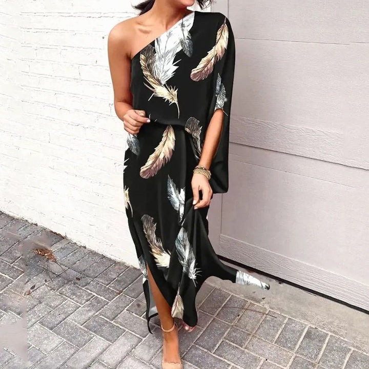 Dames One-Shoulder Bloemige Losse Maxi Jurk - Stijl 3
