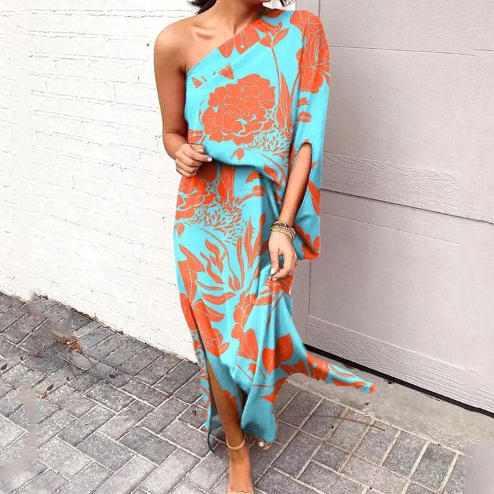 Dames One-Shoulder Bloemige Losse Maxi Jurk - Stijl 5