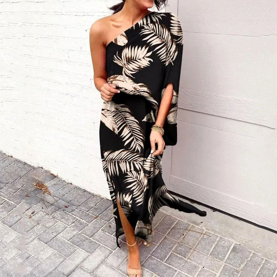 Dames One-Shoulder Bloemige Losse Maxi Jurk - Stijl 6