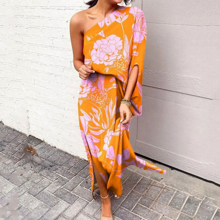Dames One-Shoulder Bloemige Losse Maxi Jurk - Stijl 7