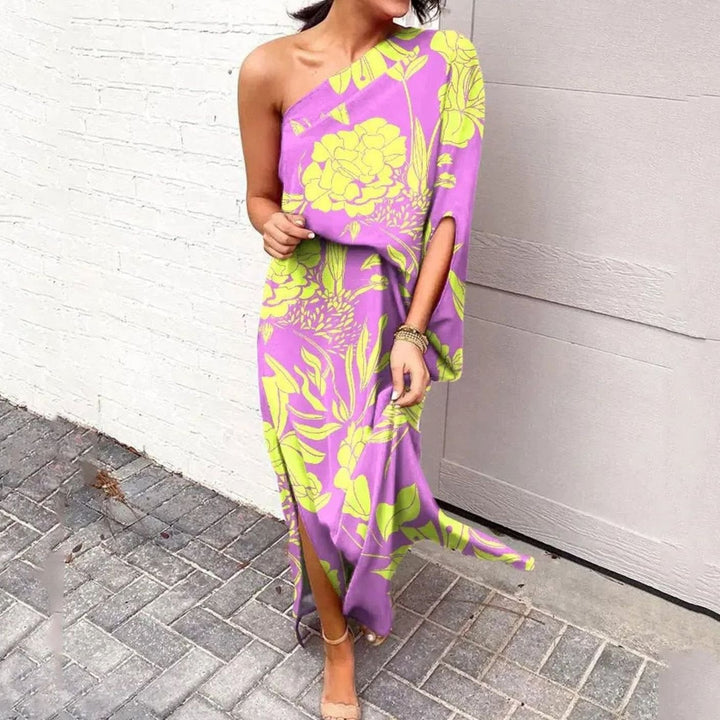 Dames One-Shoulder Bloemige Losse Maxi Jurk - Stijl 8
