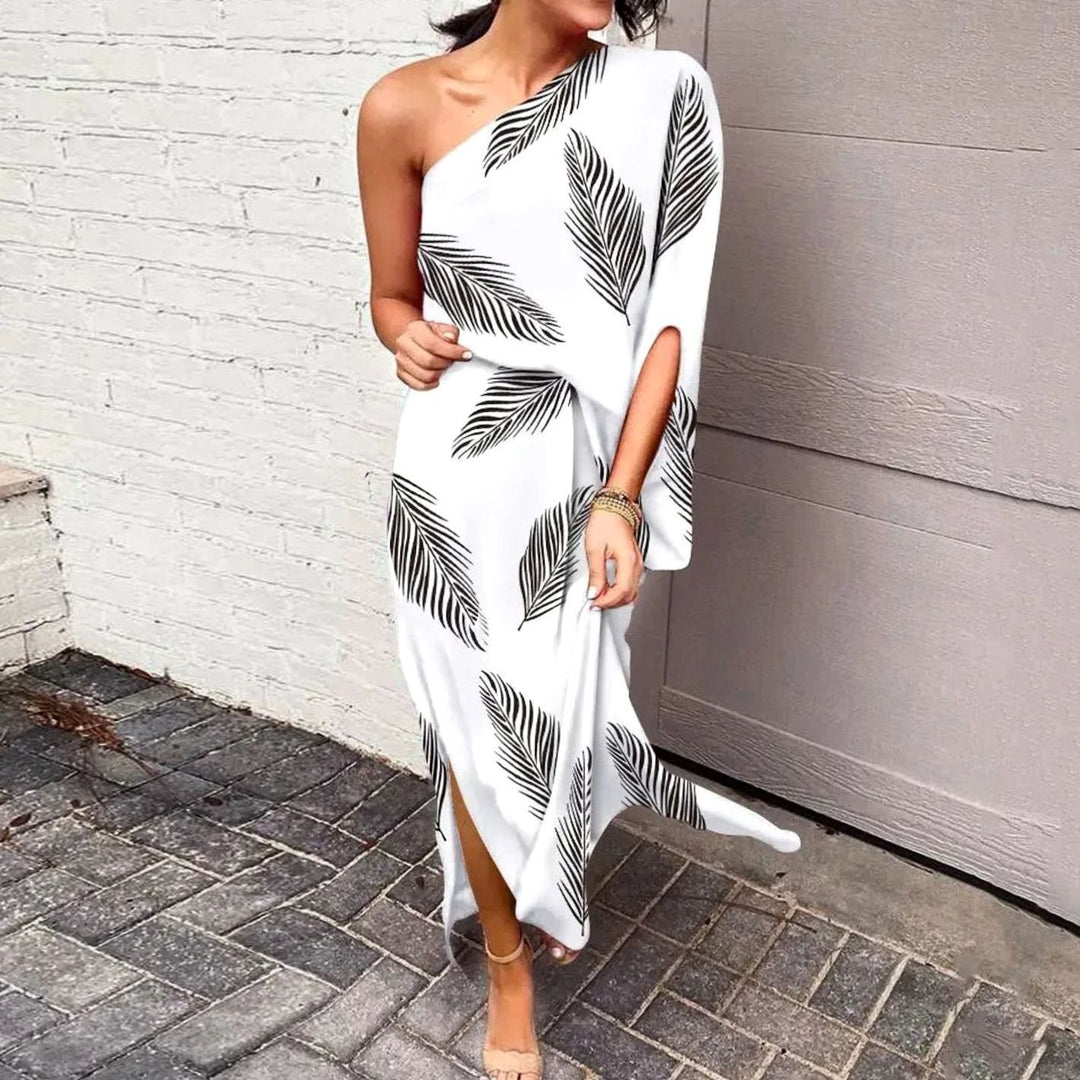 Dames One-Shoulder Bloemige Losse Maxi Jurk