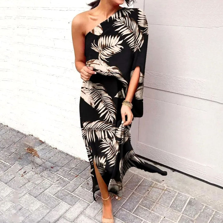 Dames One-Shoulder Bloemige Losse Maxi Jurk