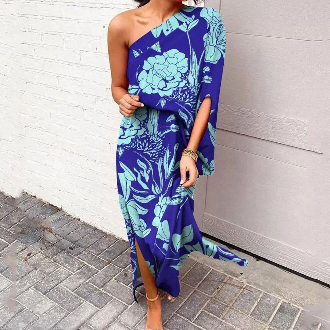 Dames One-Shoulder Bloemige Losse Maxi Jurk - Stijl 1