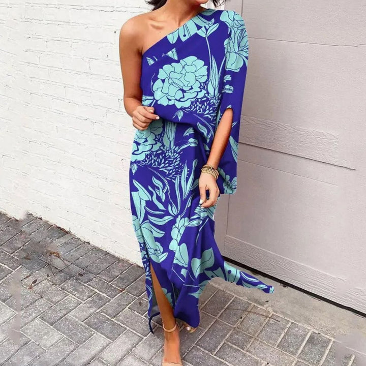 Dames One-Shoulder Bloemige Losse Maxi Jurk - Stijl 1