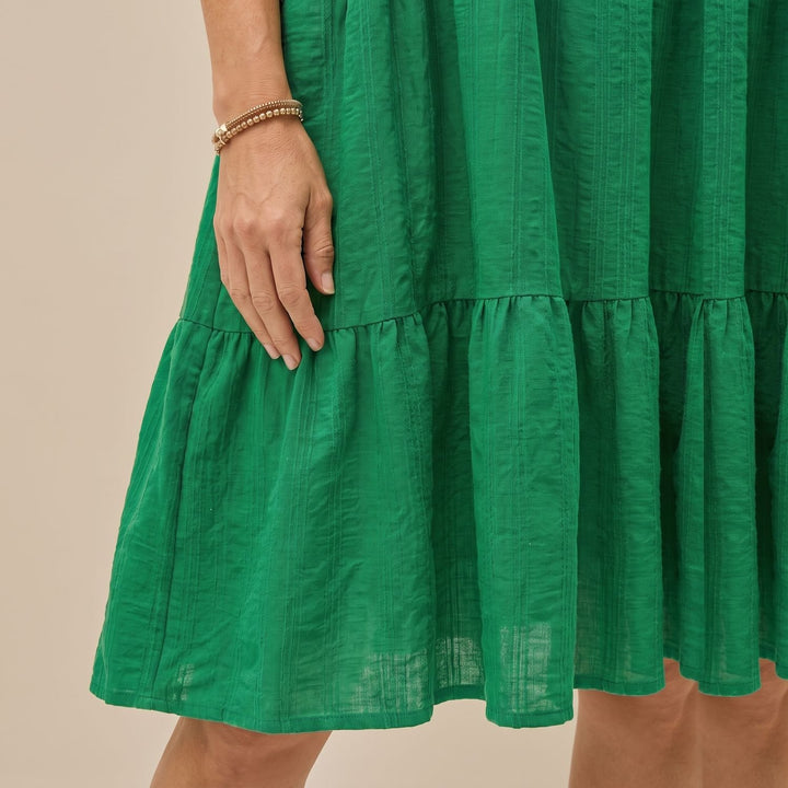 Dames One-Shoulder Strikdetail Gelaagde Knielengte Jurk