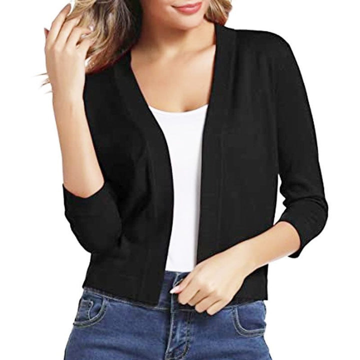 Dames Open-Front Driekwart Mouw Casual Cardigan