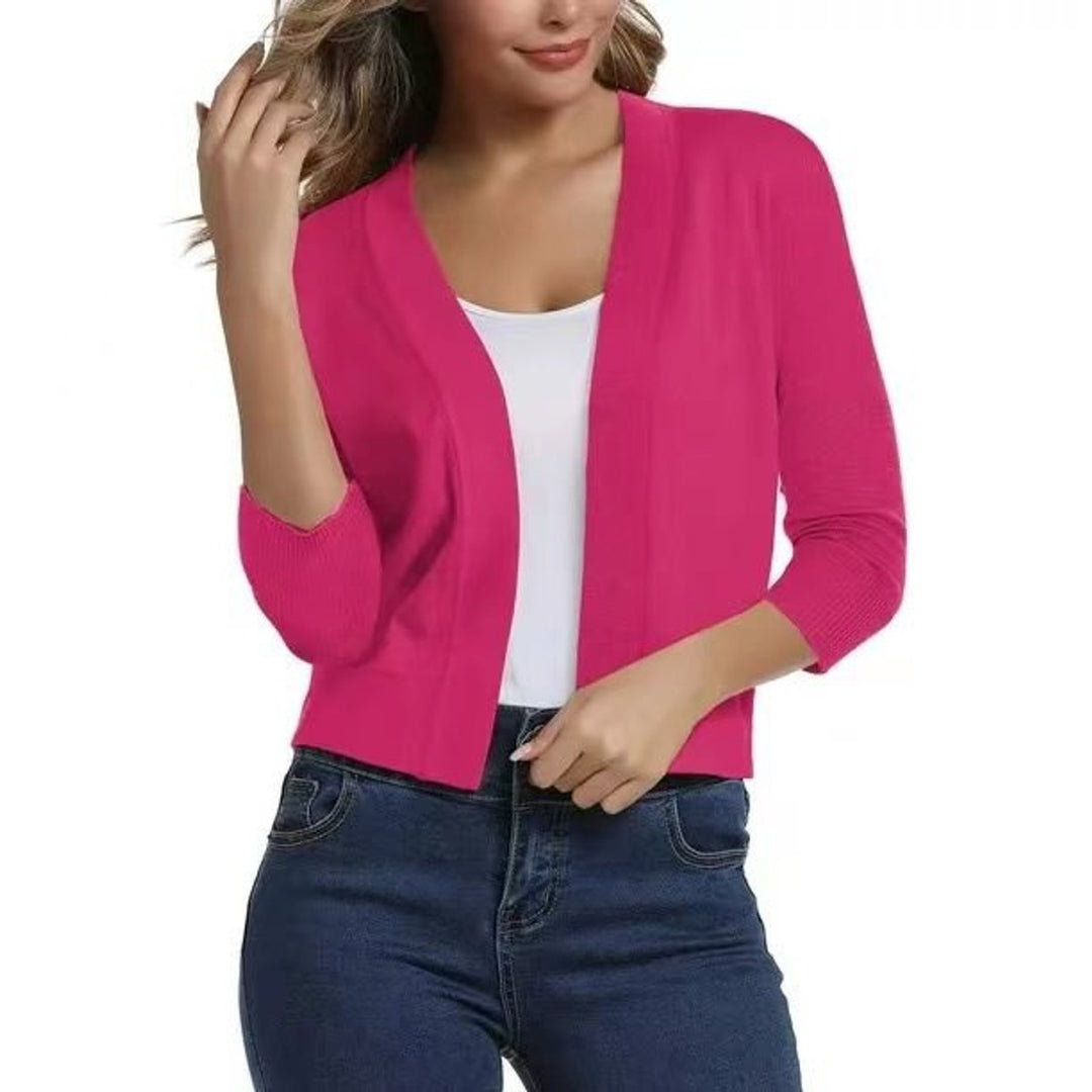 Dames Open-Front Driekwart Mouw Casual Cardigan - Rood