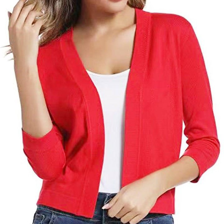 Dames Open-Front Driekwart Mouw Casual Cardigan