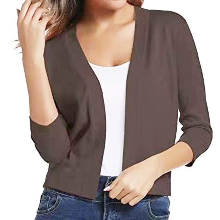 Dames Open-Front Driekwart Mouw Casual Cardigan