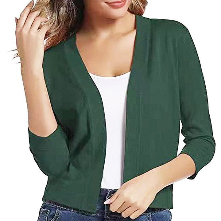 Dames Open-Front Driekwart Mouw Casual Cardigan