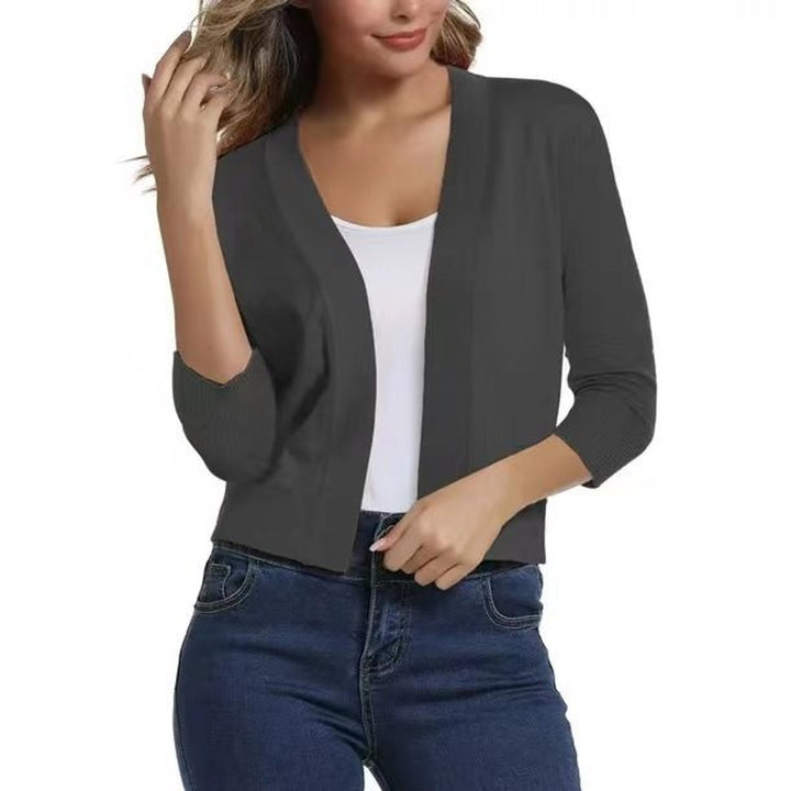Dames Open-Front Driekwart Mouw Casual Cardigan - Grijs