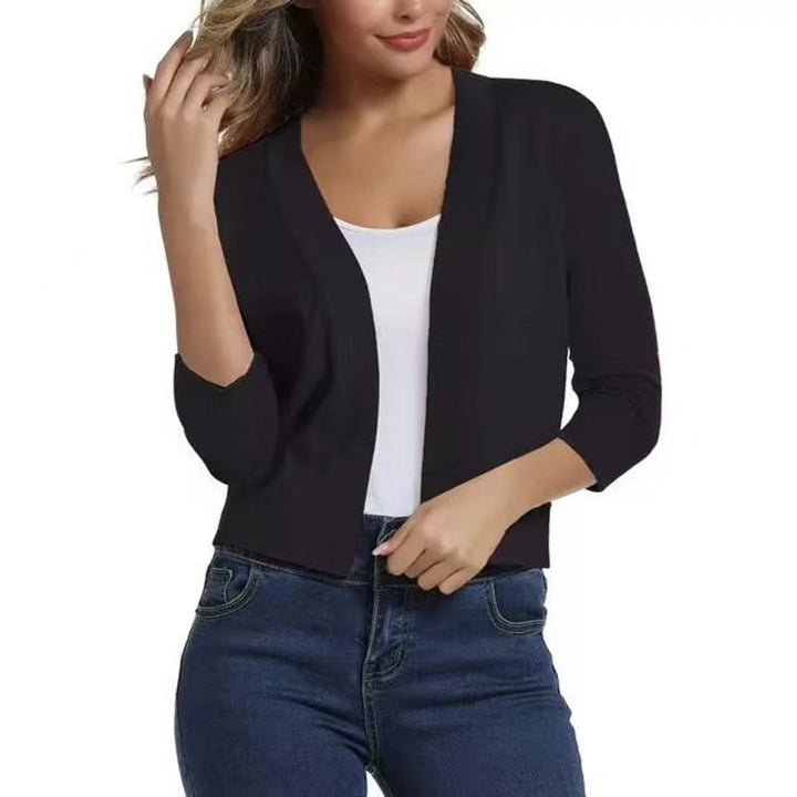 Dames Open-Front Driekwart Mouw Casual Cardigan