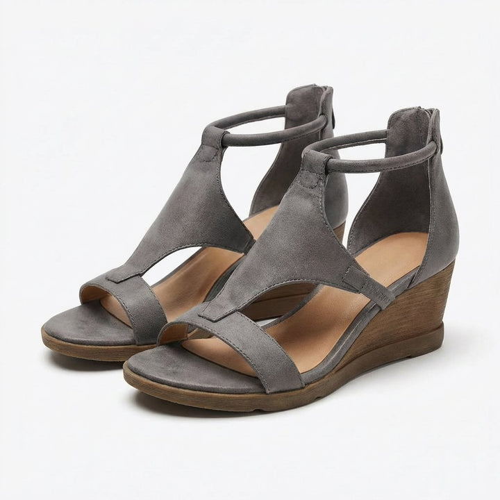 Dames Open-Teen Enkelband Sleehak Sandalen - Gris