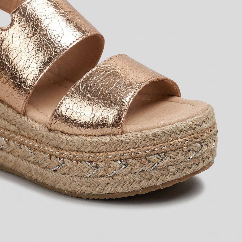 Dames Open-Teen Espadrille Plateau Sandalen Gesp Enkelsluiting