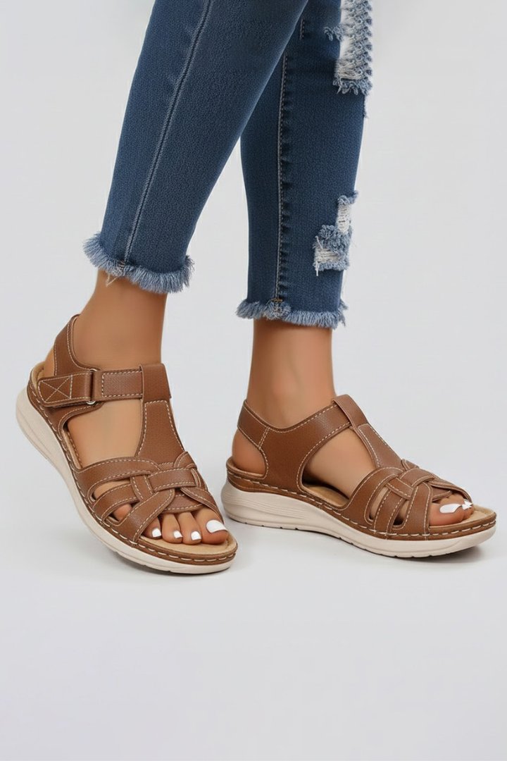 Dames Open-Teen Gevlochten Riemen Sandalen Klittenband