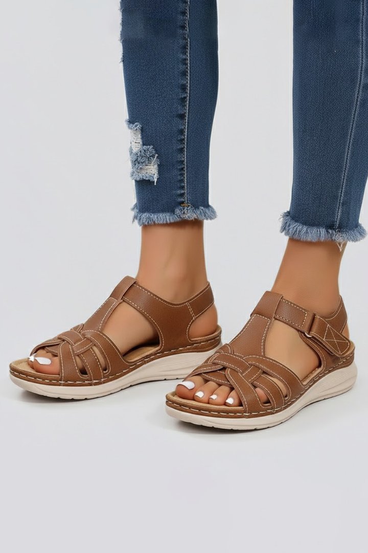 Dames Open-Teen Gevlochten Riemen Sandalen Klittenband