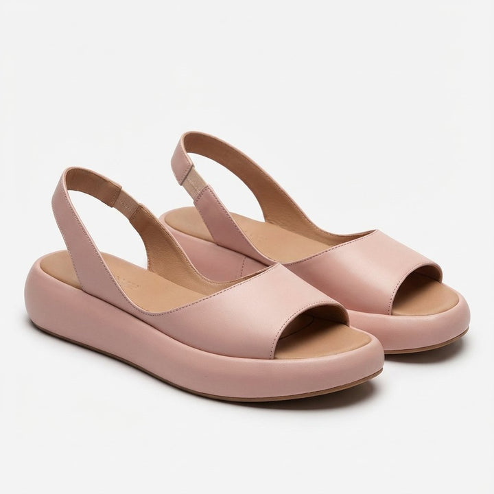 Dames Open-Teen Sleehak Sandalen Elastische Slingback - Rosa