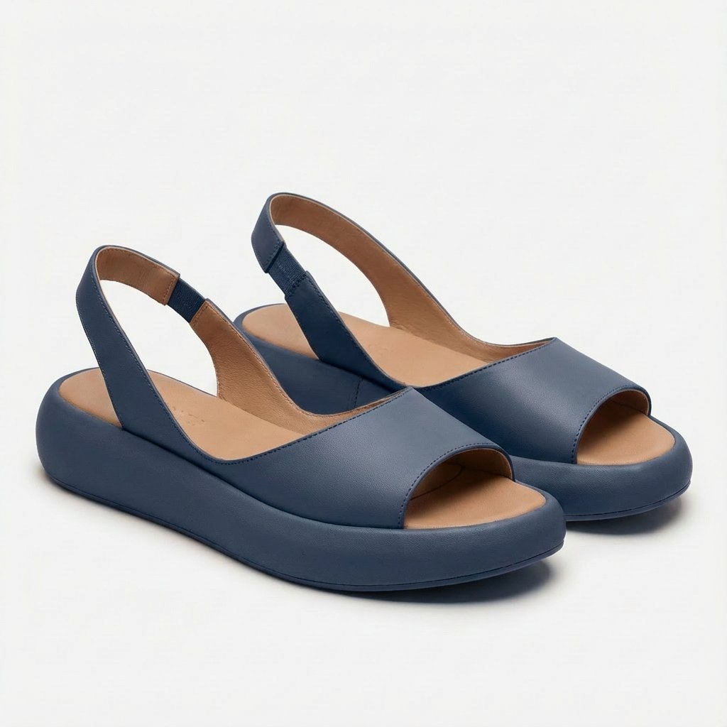 Dames Open-Teen Sleehak Sandalen Elastische Slingback - Azul