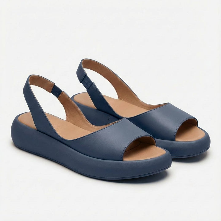 Dames Open-Teen Sleehak Sandalen Elastische Slingback - Azul