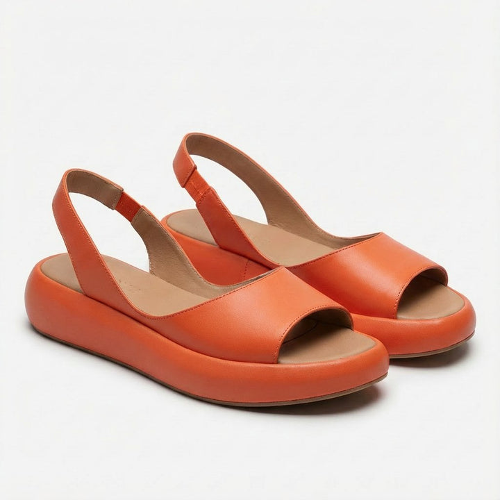 Dames Open-Teen Sleehak Sandalen Elastische Slingback - Naranja