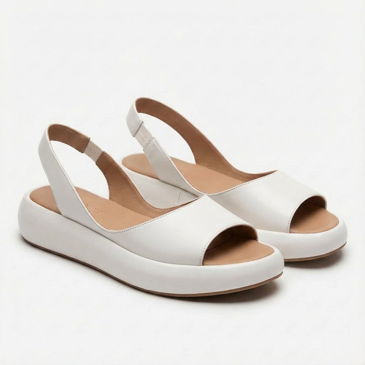 Dames Open-Teen Sleehak Sandalen Elastische Slingback - Blanco