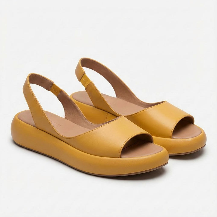 Dames Open-Teen Sleehak Sandalen Elastische Slingback - Amarillo