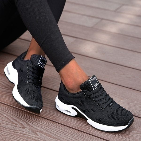Dames Orthopedische Ademende Mesh Veterschoenen - Zwart
