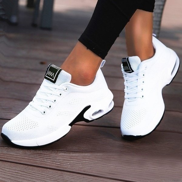Dames Orthopedische Ademende Mesh Veterschoenen - Wit