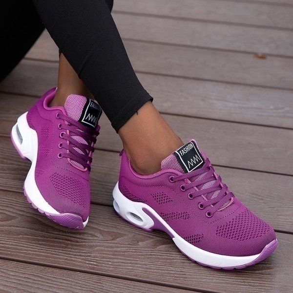 Dames Orthopedische Ademende Mesh Veterschoenen - Paars