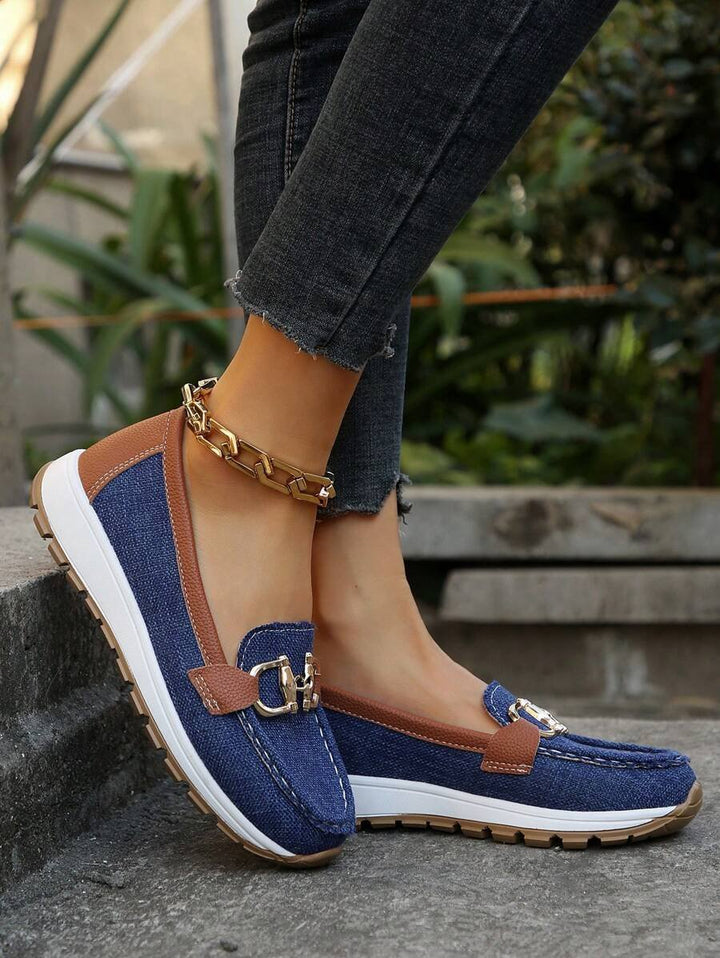 Dames Orthopedische Antislip Instappers Loafers Gouden Gesp