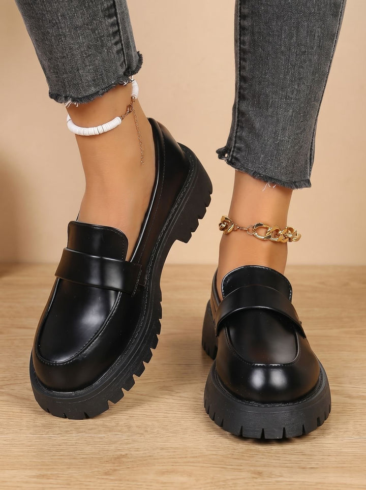 Dames Orthopedische Chunky Platform Loafers Zwart
