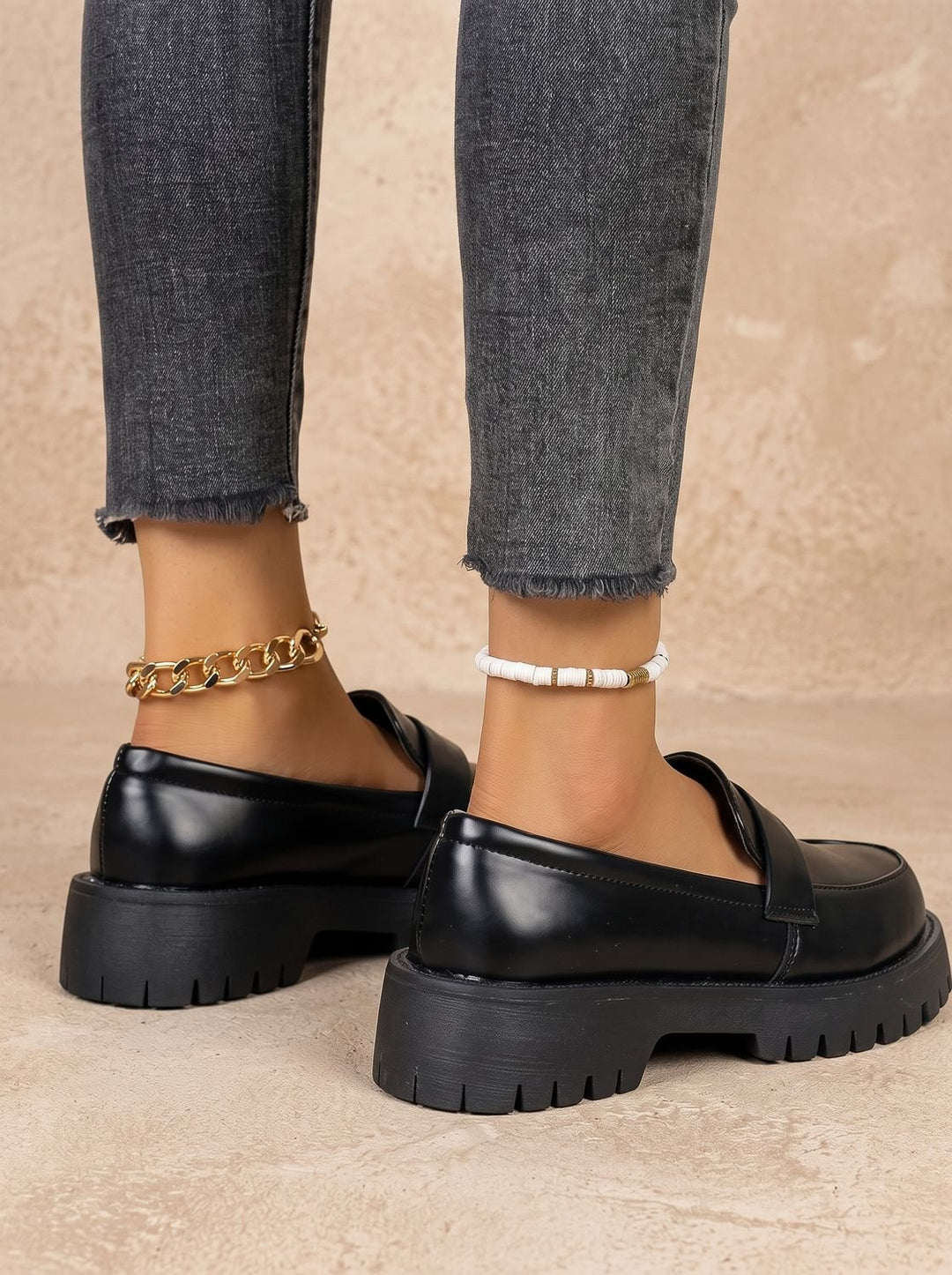 Dames Orthopedische Chunky Platform Loafers Zwart