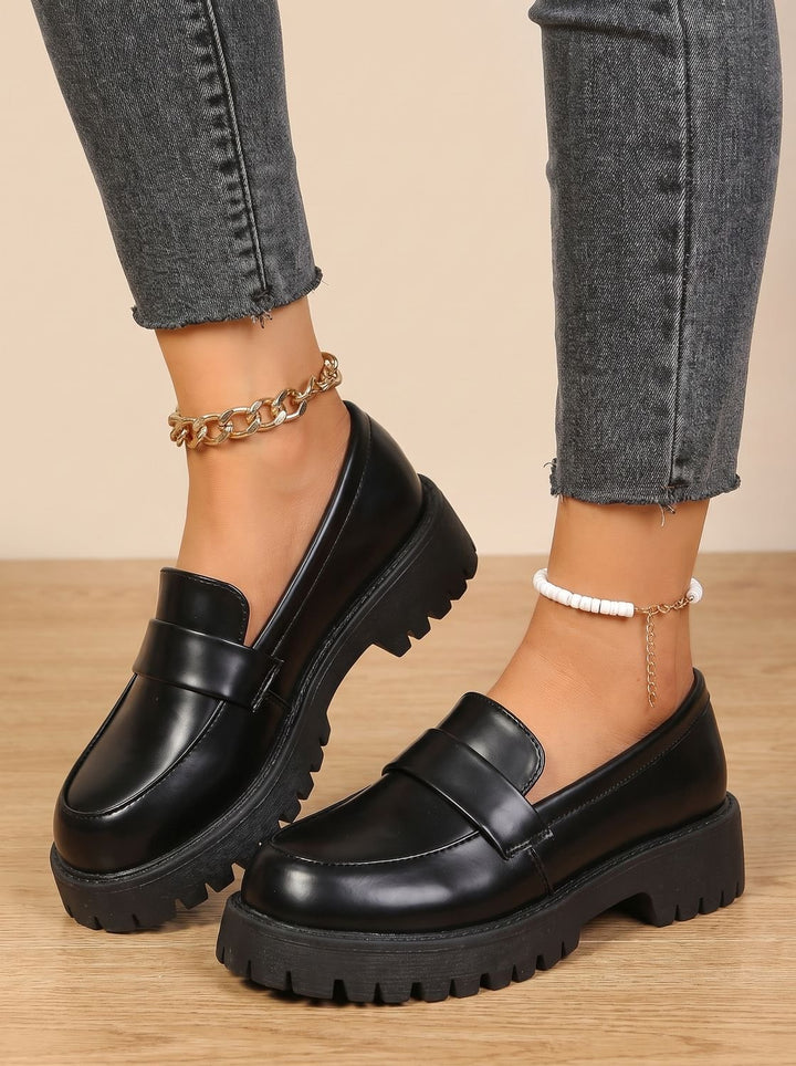 Dames Orthopedische Chunky Platform Loafers Zwart