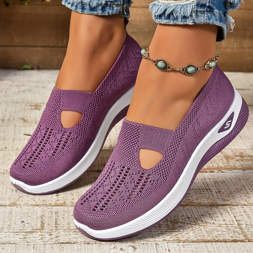 Dames Orthopedische Comfortabele Sandalen Instappers Gebreide Zool - Purple