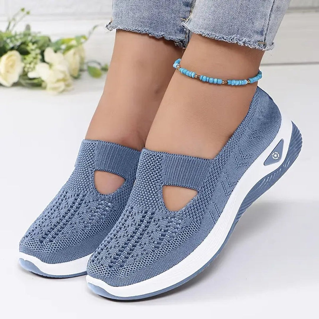 Dames Orthopedische Comfortabele Sandalen Instappers Gebreide Zool - Blue