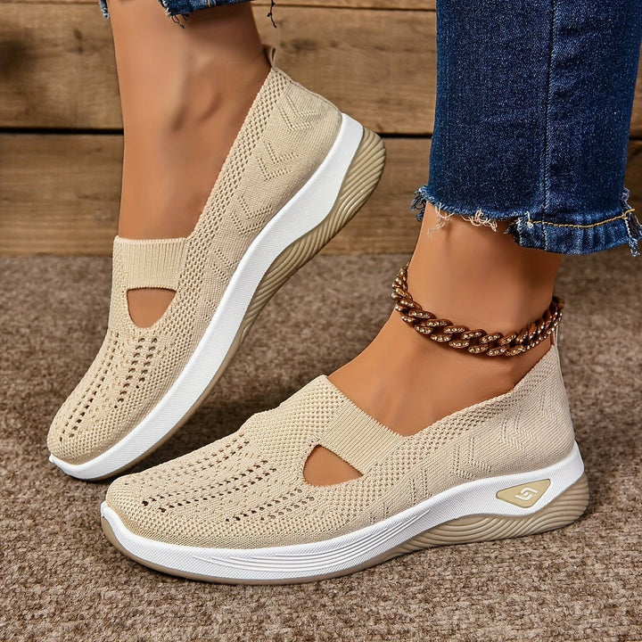 Dames Orthopedische Comfortabele Sandalen Instappers Gebreide Zool - Cream