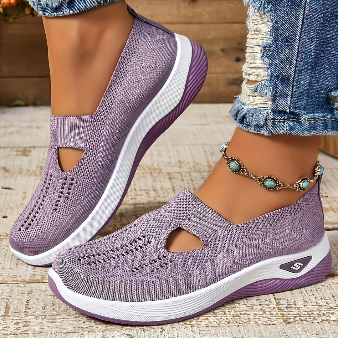 Dames Orthopedische Comfortabele Sandalen Instappers Gebreide Zool - Lilac