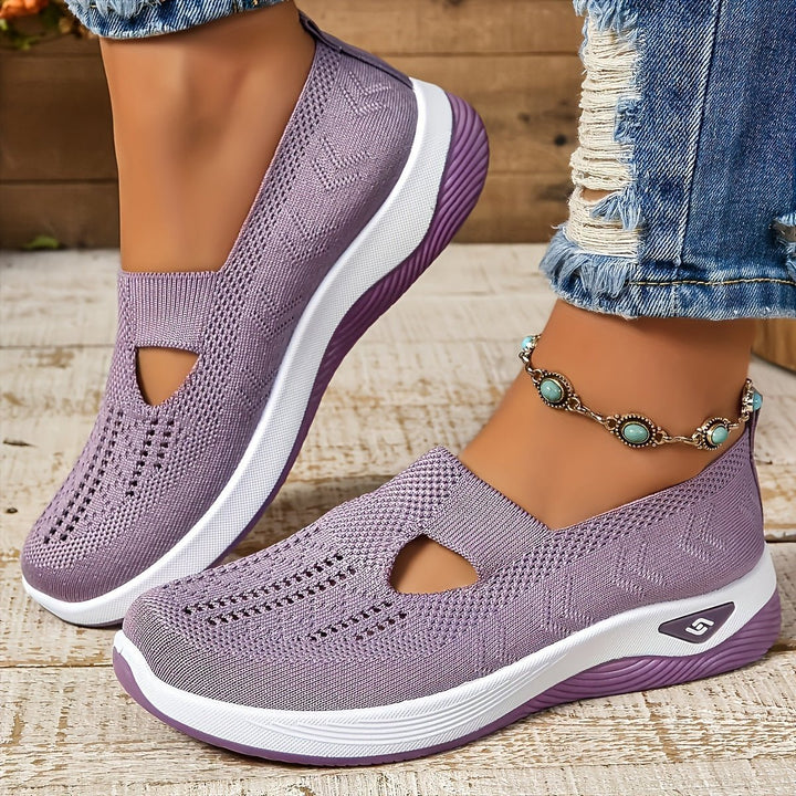 Dames Orthopedische Comfortabele Sandalen Instappers Gebreide Zool - Lilac