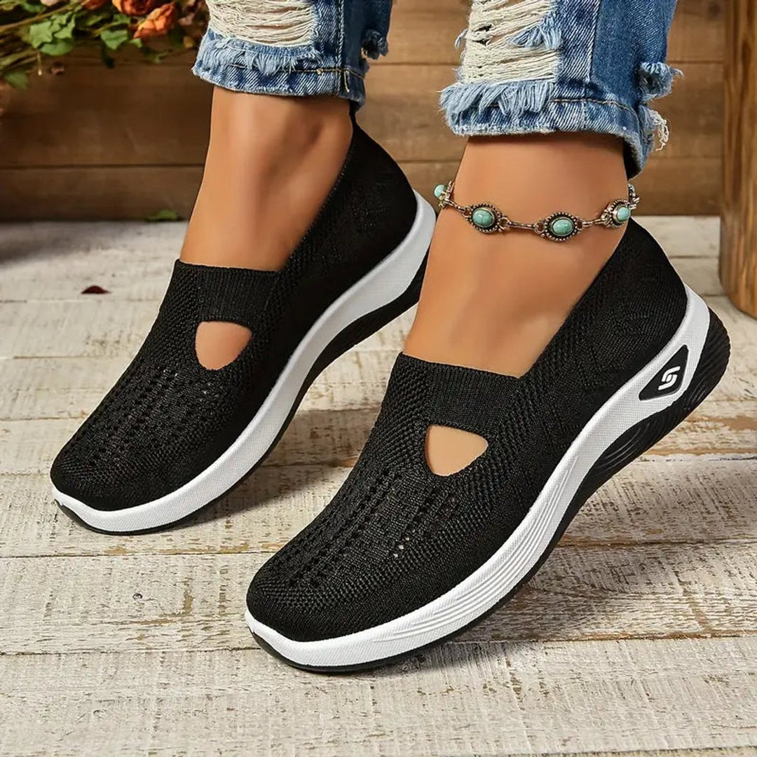 Dames Orthopedische Comfortabele Sandalen Instappers Gebreide Zool - Black