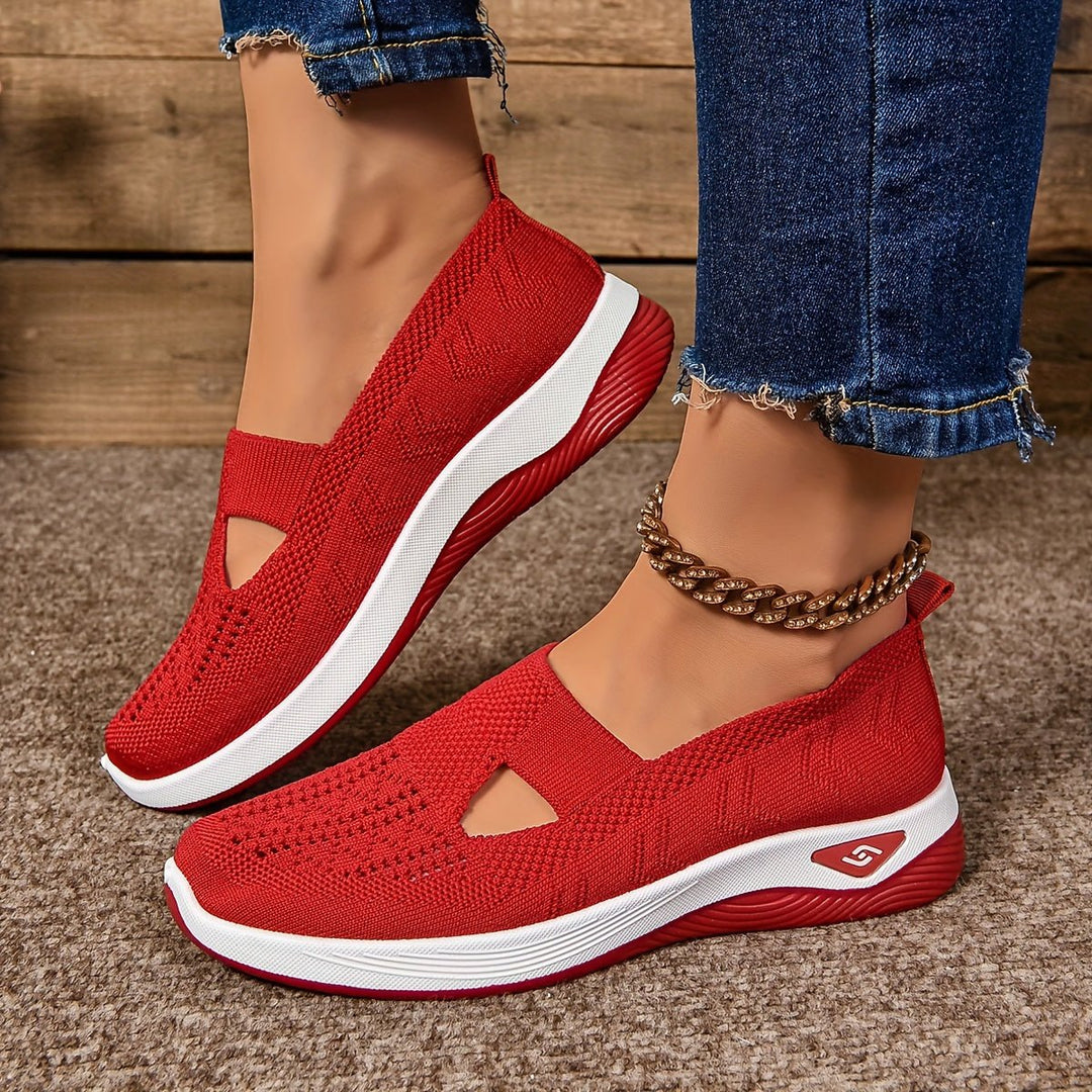 Dames Orthopedische Comfortabele Sandalen Instappers Gebreide Zool - Red